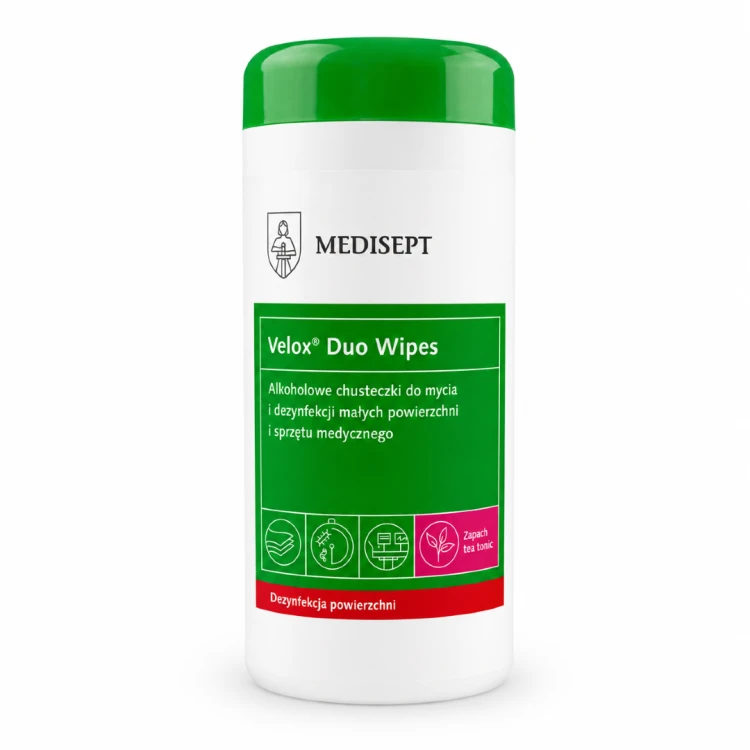 MEDISEPT Velox DUO WIPES Tea Tonic - Chusteczki alkoholowe tuba 100szt.